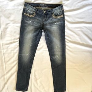 bebe Premium 30” Carmen Sequin Paint-Splatter Women’s Jeans. New With Tag.